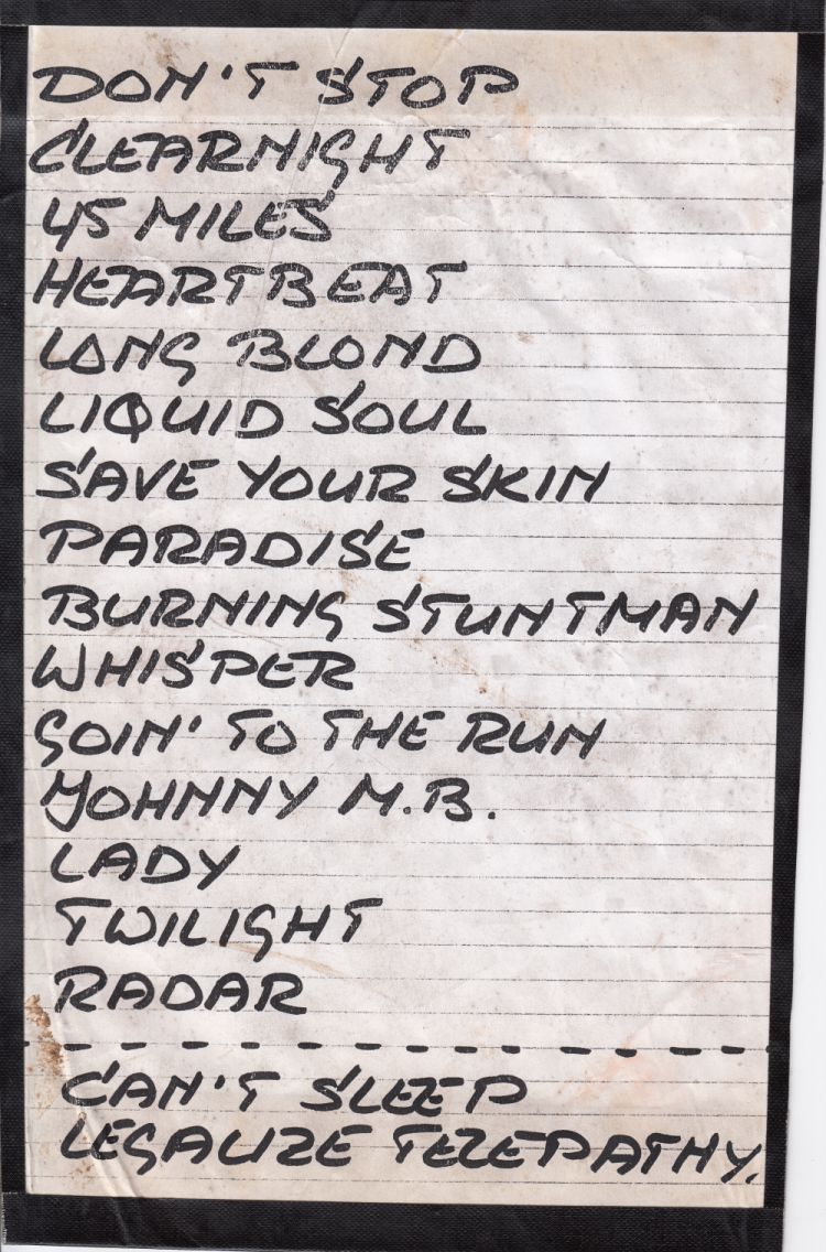 1999-03-13 Golden Earring setlist March 13 1999 Limmen - Enterij